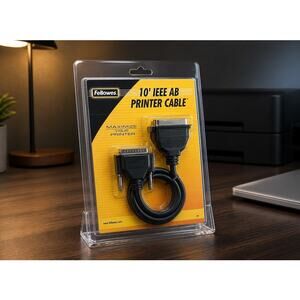 Fellowes 10FT IEEE Heavy Duty PRINTER CABLE STD (99139) NWT